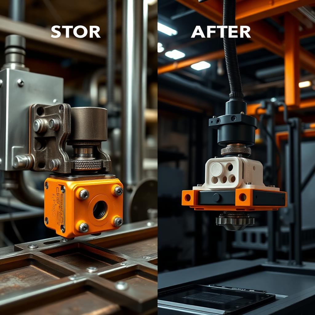 Comparativo antes e depois de solução industrial otimizada por engenharia aplicada
